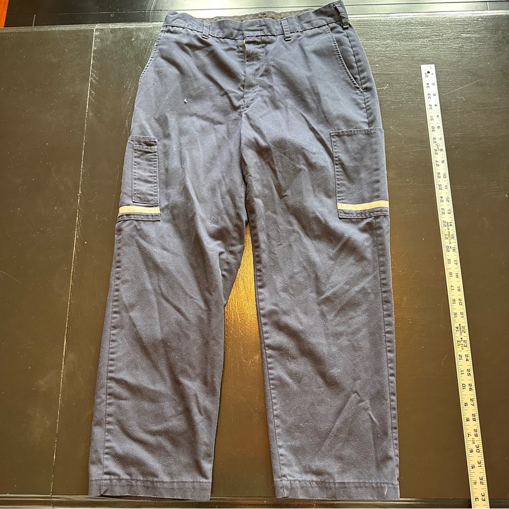Vintage Size 33 Work Wear Fedex Blue Cargo Pants Straight Leg Casual Reflective